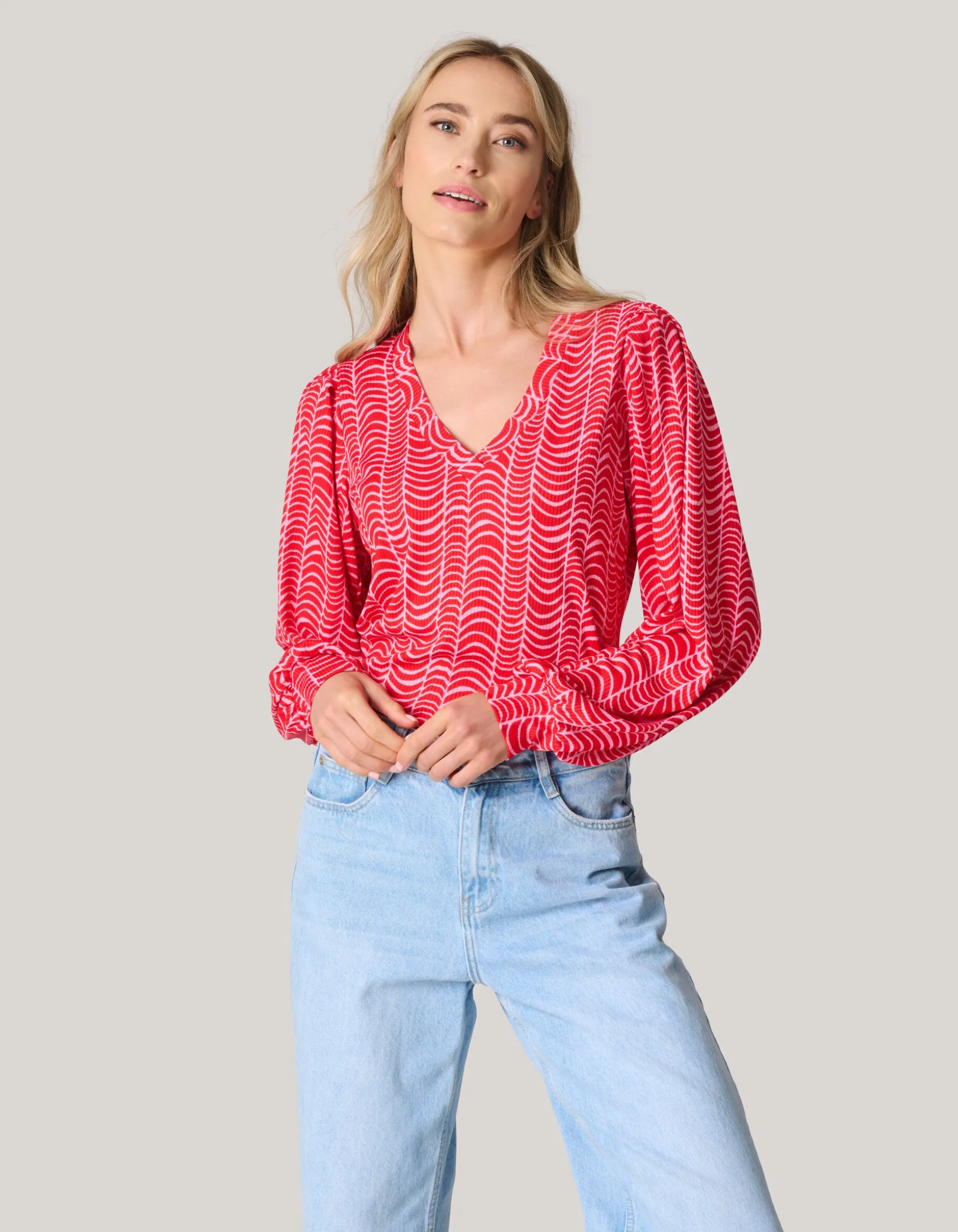 Rib Jersey Top Rood