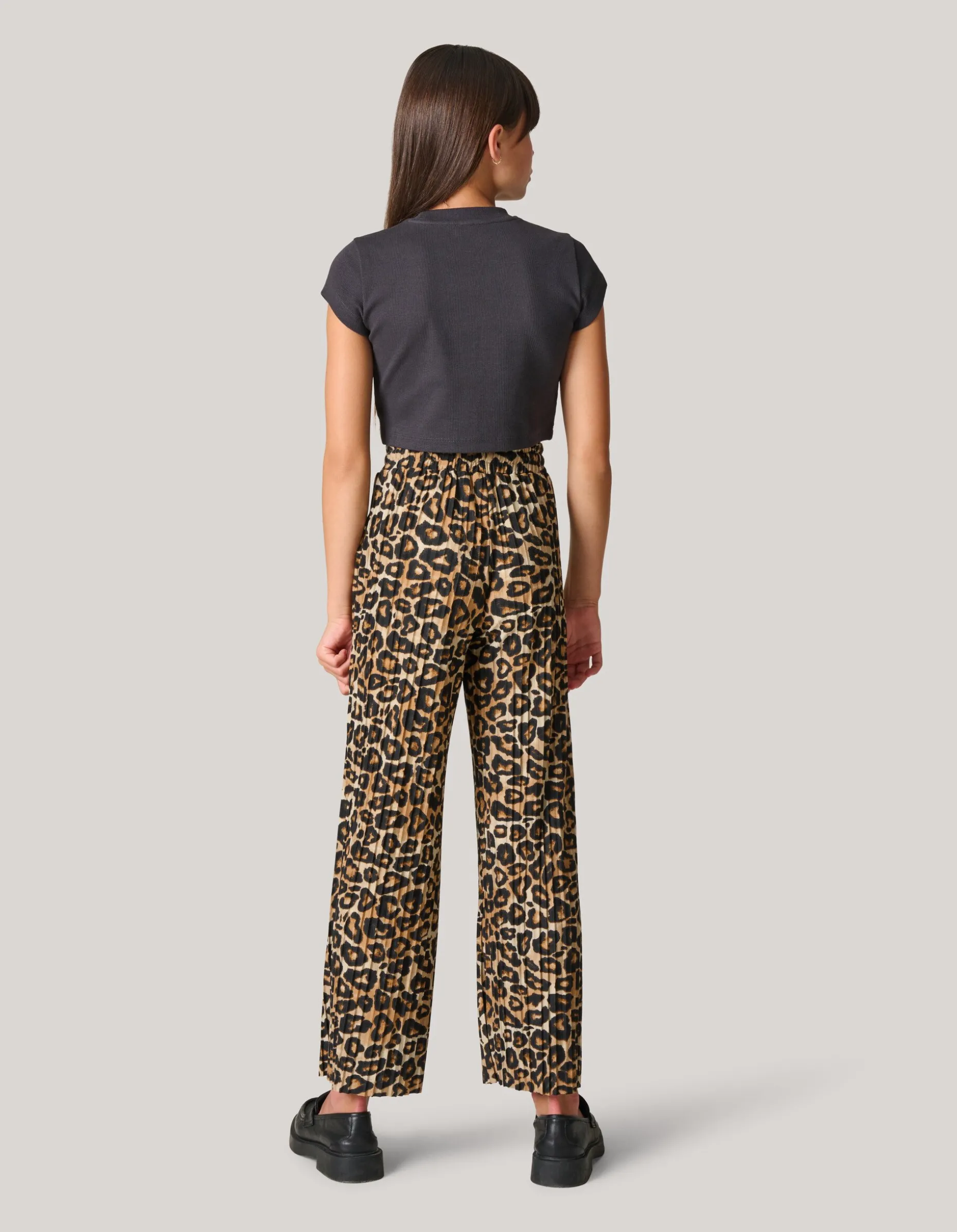 Ribbel Crop Top Donkergrijs