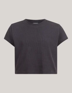 Ribbel Crop Top Donkergrijs