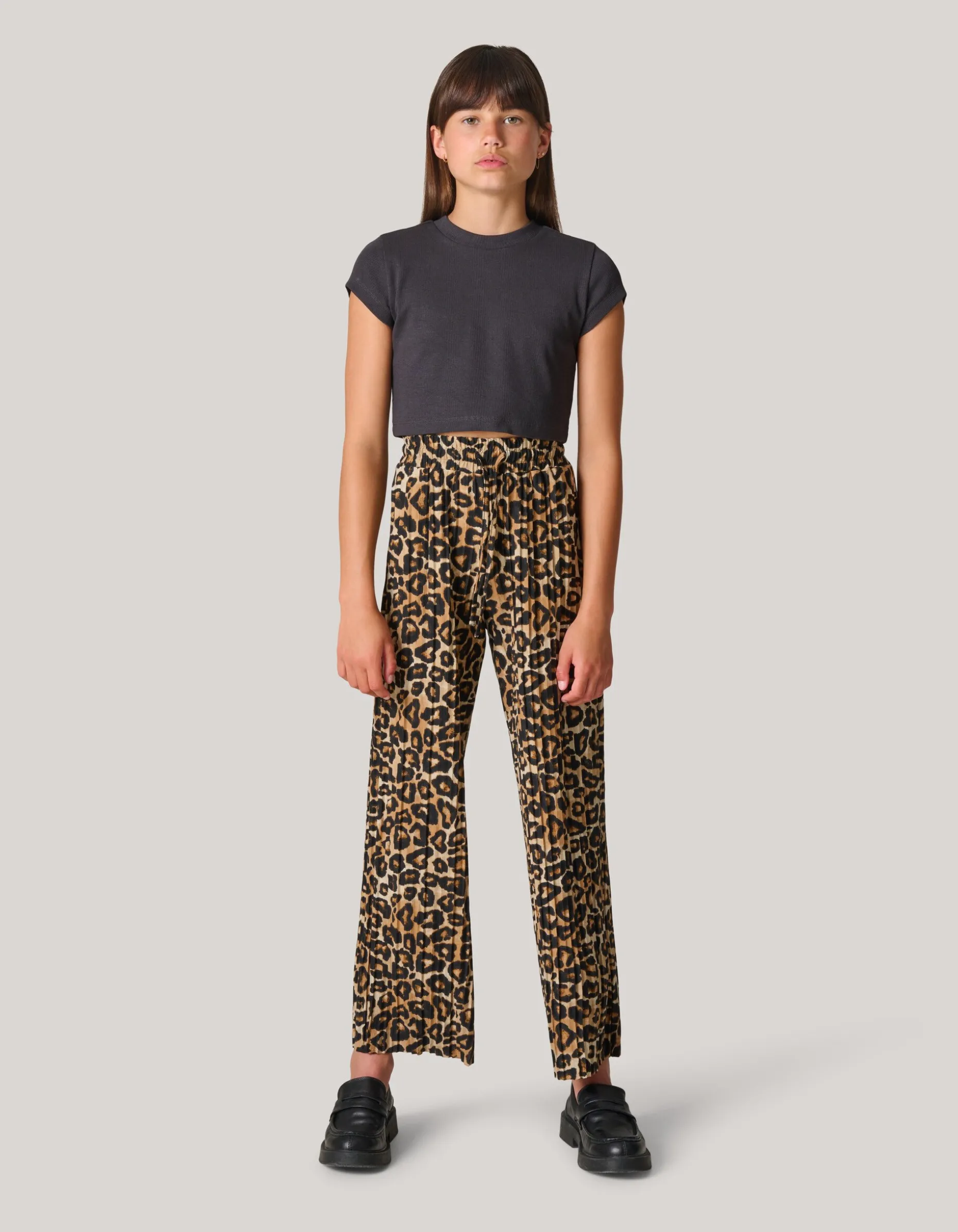 Ribbel Crop Top Donkergrijs