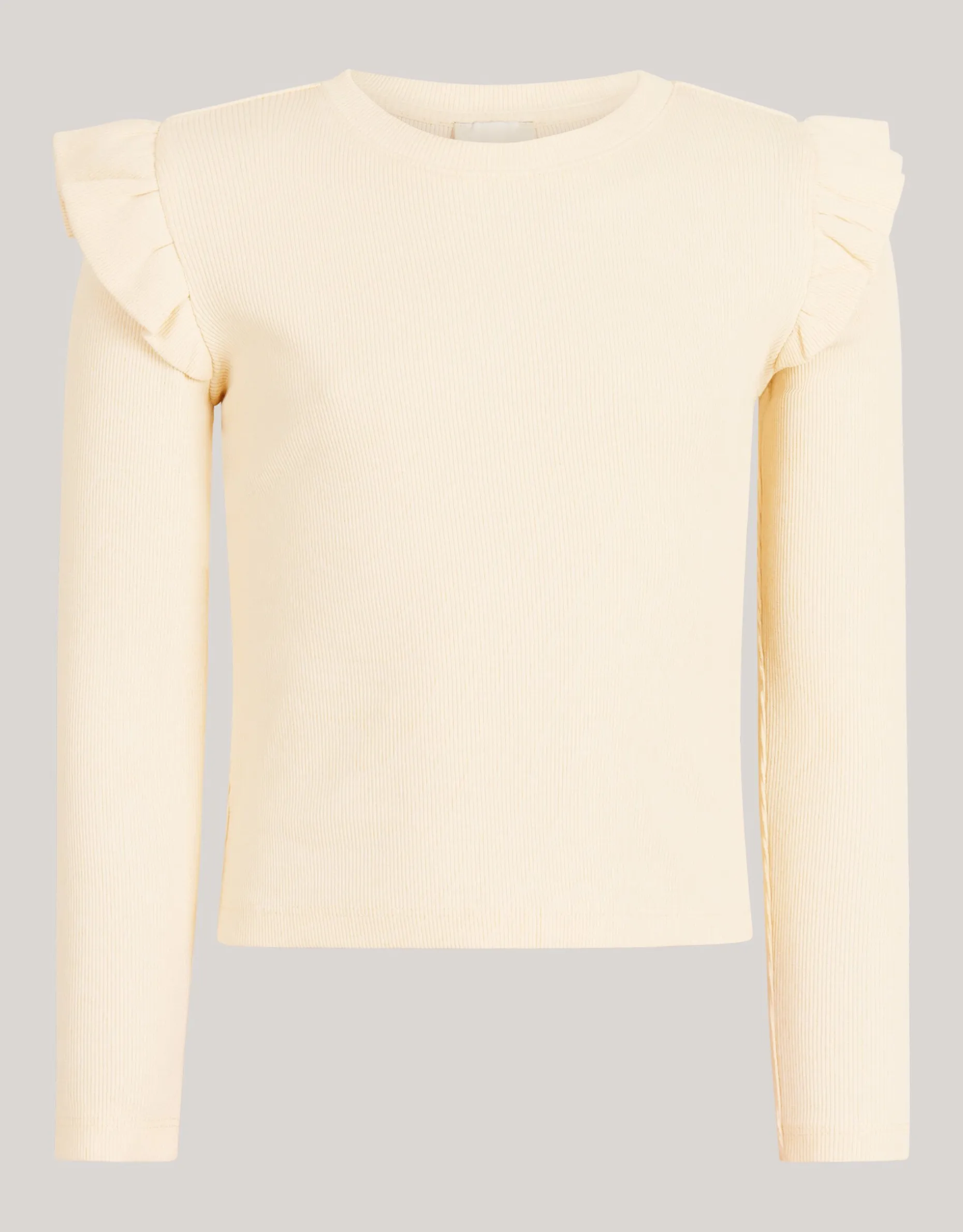 Ruffle Rib Longesleeve Top Gebroken Wit