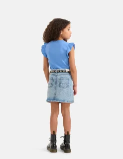 Ruffle Rib Top Lichtblauw