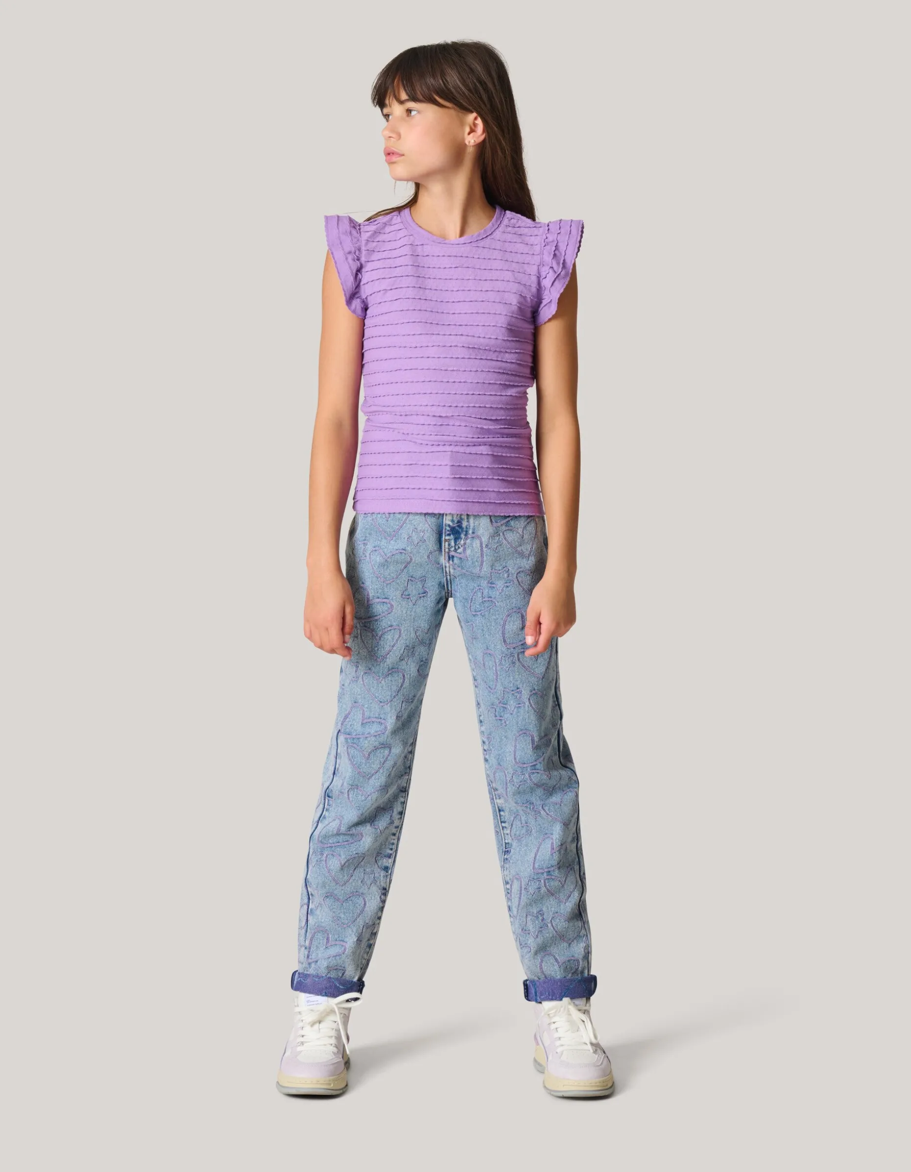 Ruffle Rib Top Paars