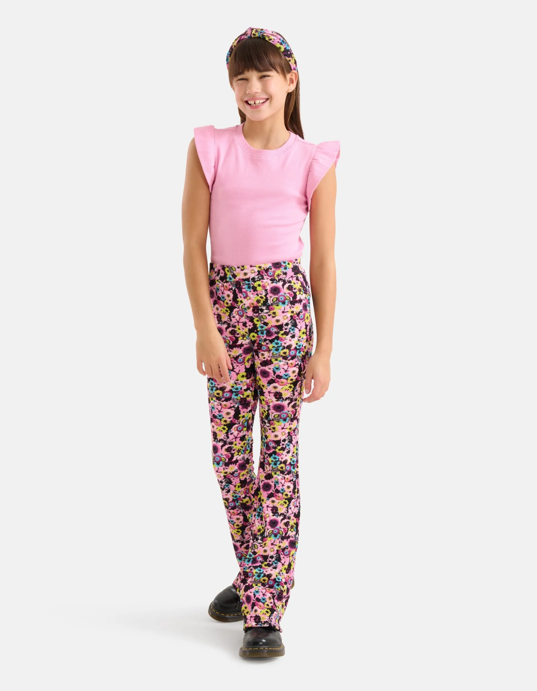 Ruffle Rib Top Roze