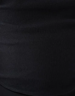 Ruffle Rib Top Zwart