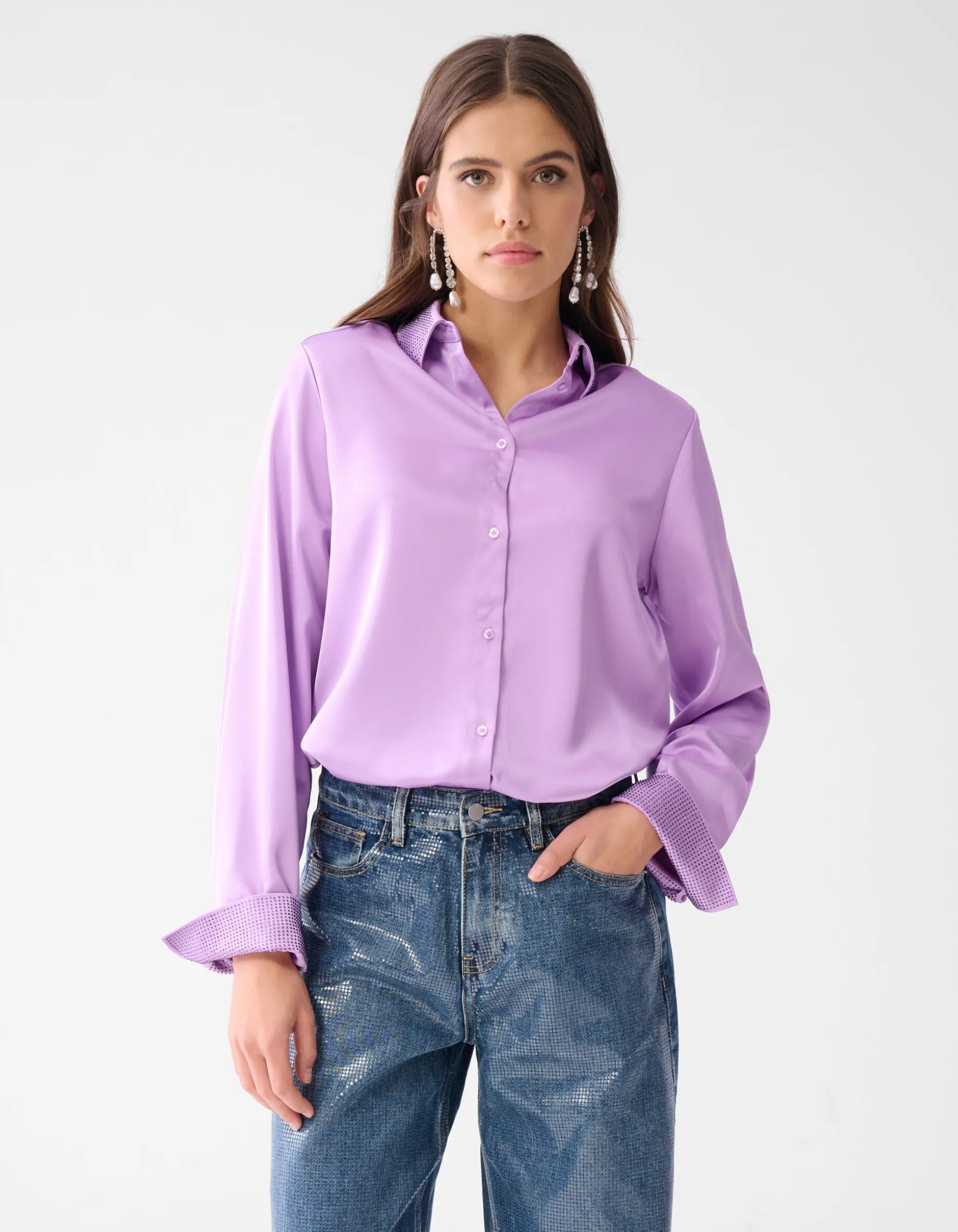 Satijnen Blouse Lichtpaars By Lizzy