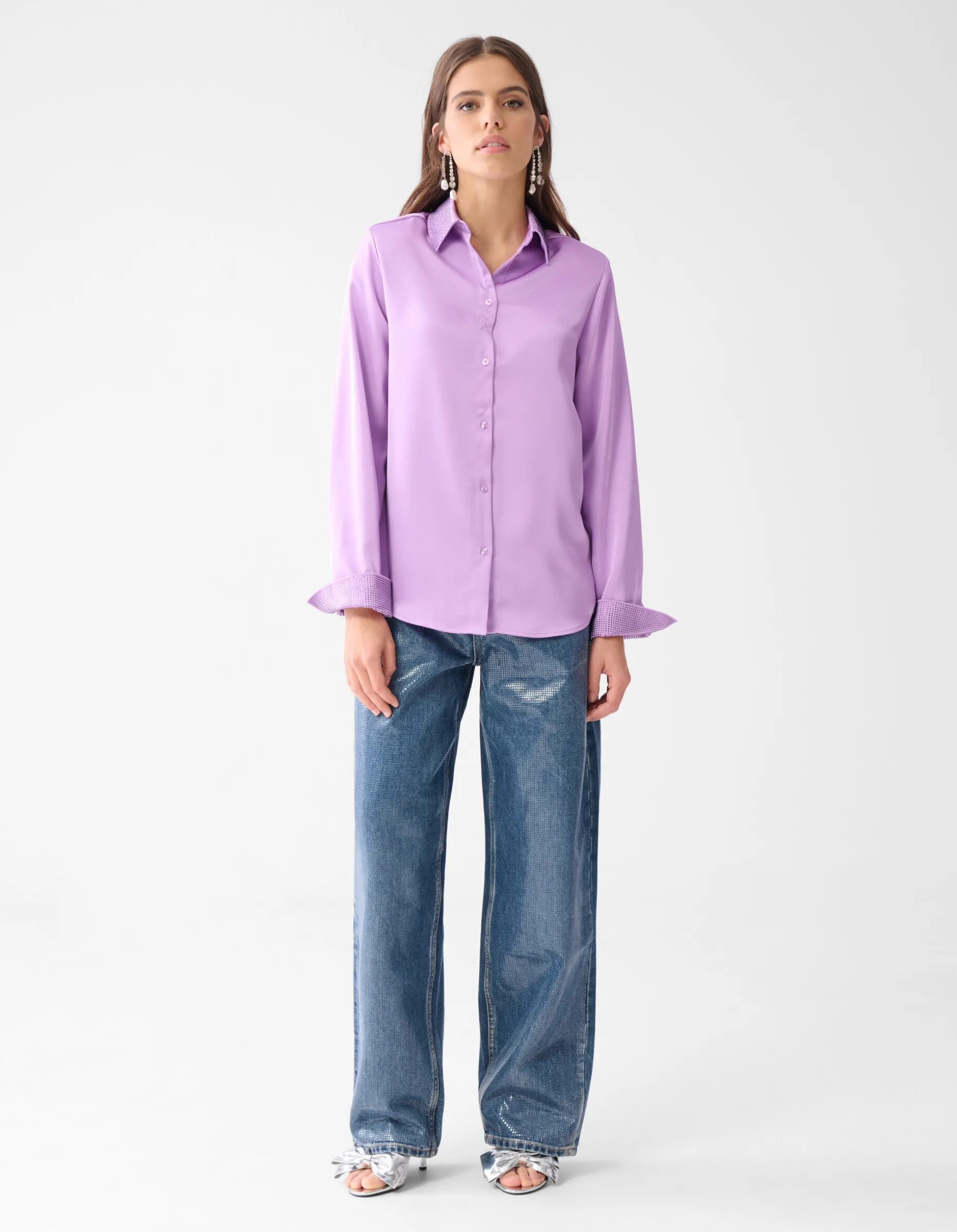 Satijnen Blouse Lichtpaars By Lizzy