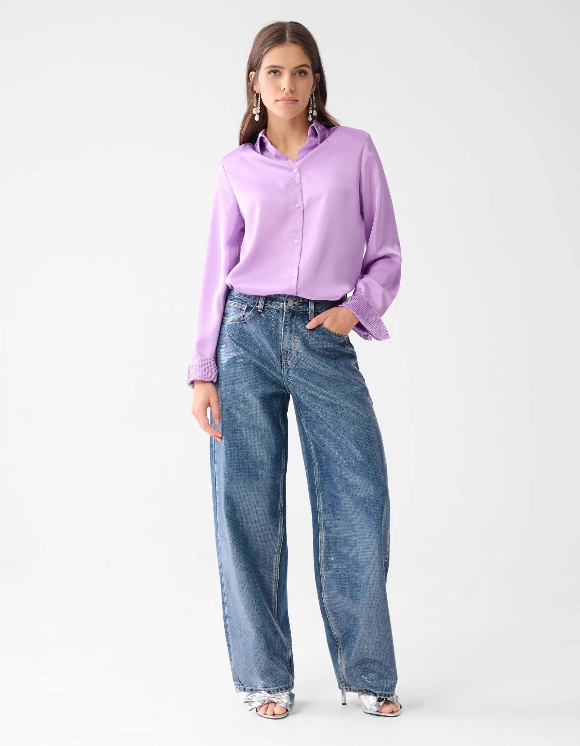 Satijnen Blouse Lichtpaars By Lizzy
