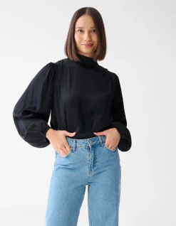 Satijnen Blouse Zwart