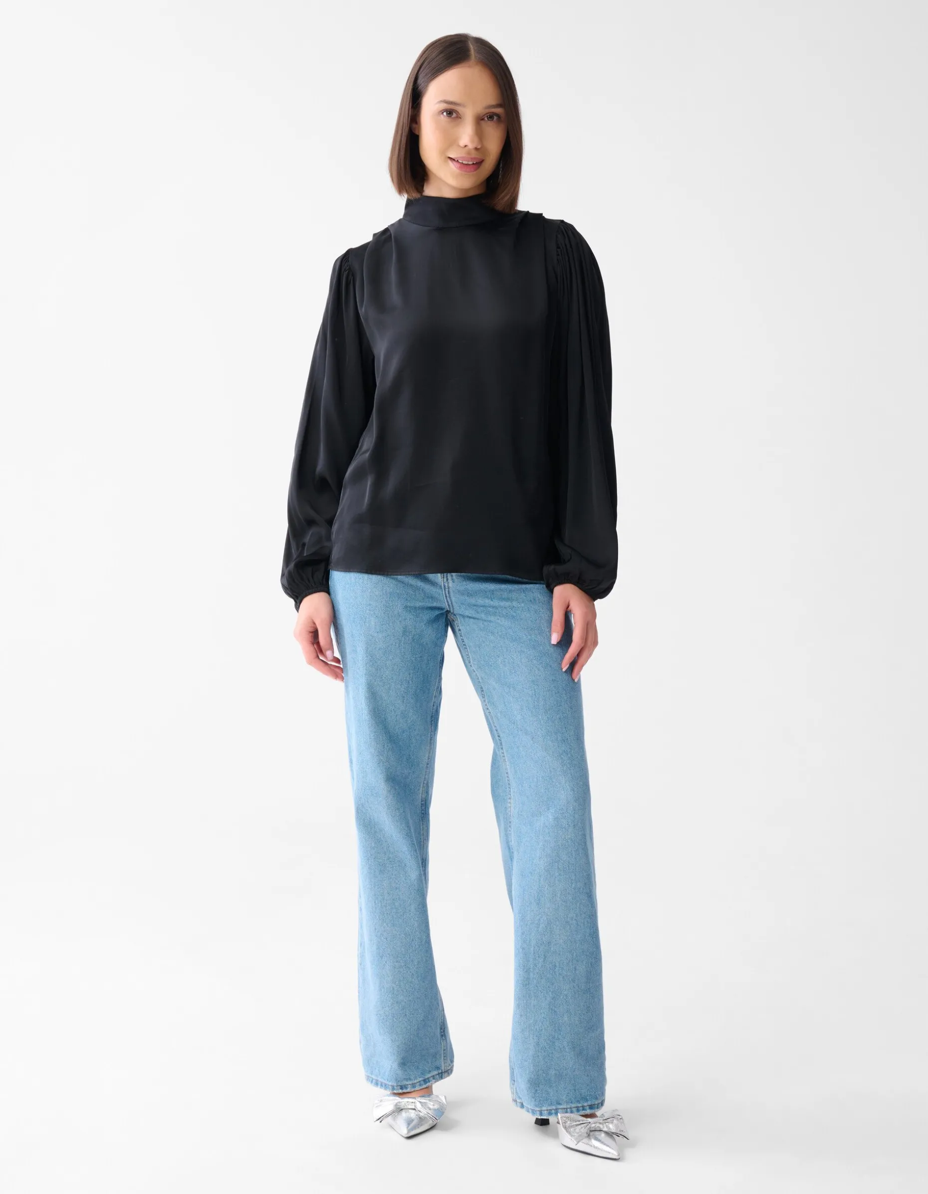 Satijnen Blouse Zwart