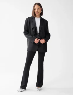 Satijnen Ruffle Blazer Zwart
