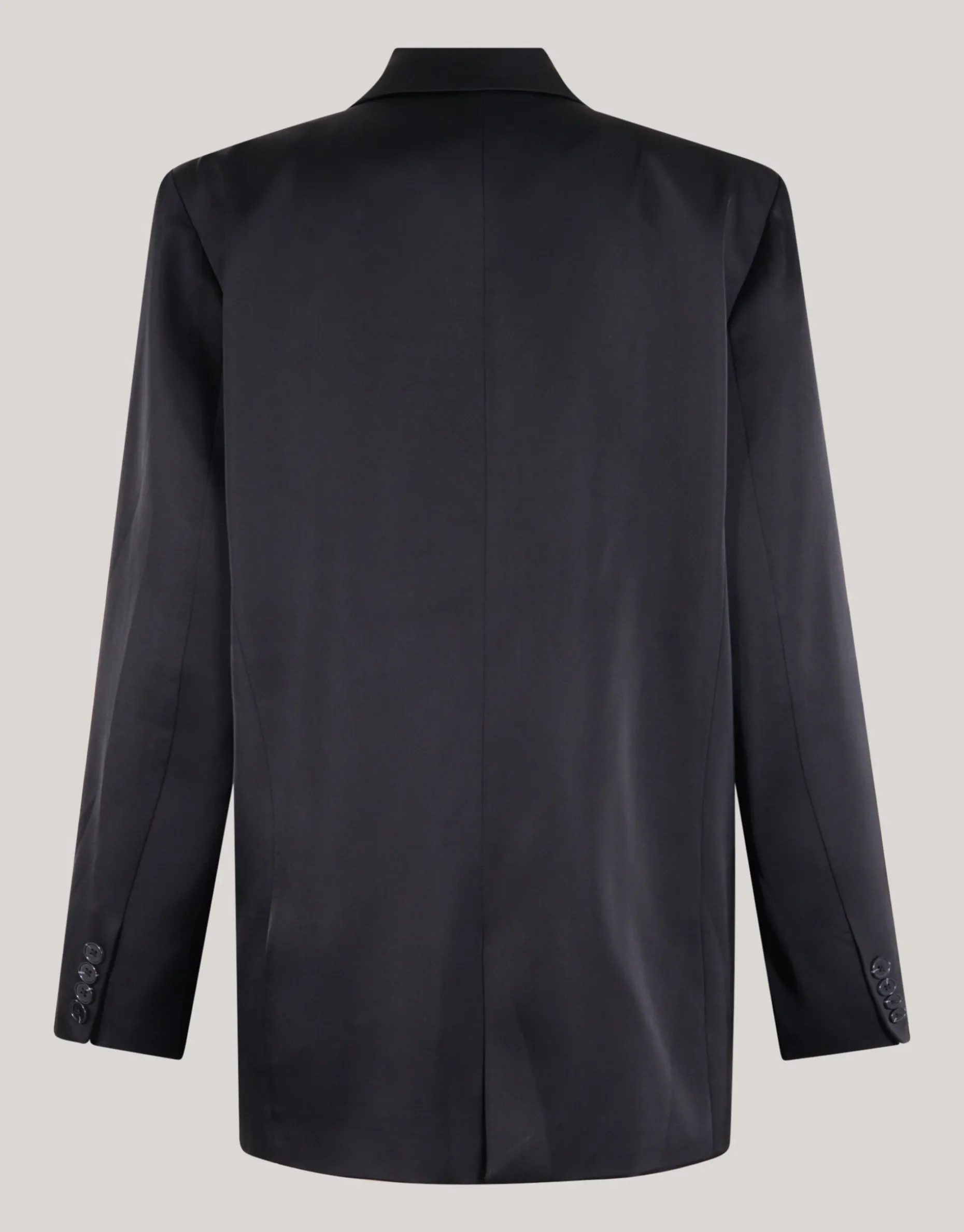 Satijnen Ruffle Blazer Zwart