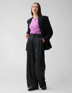 Satijnen Wide Leg Broek Zwart