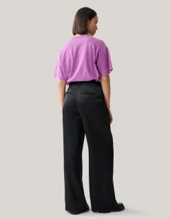 Satijnen Wide Leg Broek Zwart