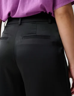 Satijnen Wide Leg Broek Zwart
