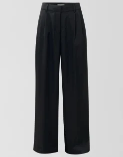 Satijnen Wide Leg Broek Zwart