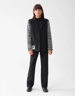 Sequin Mix Blazer Zwart