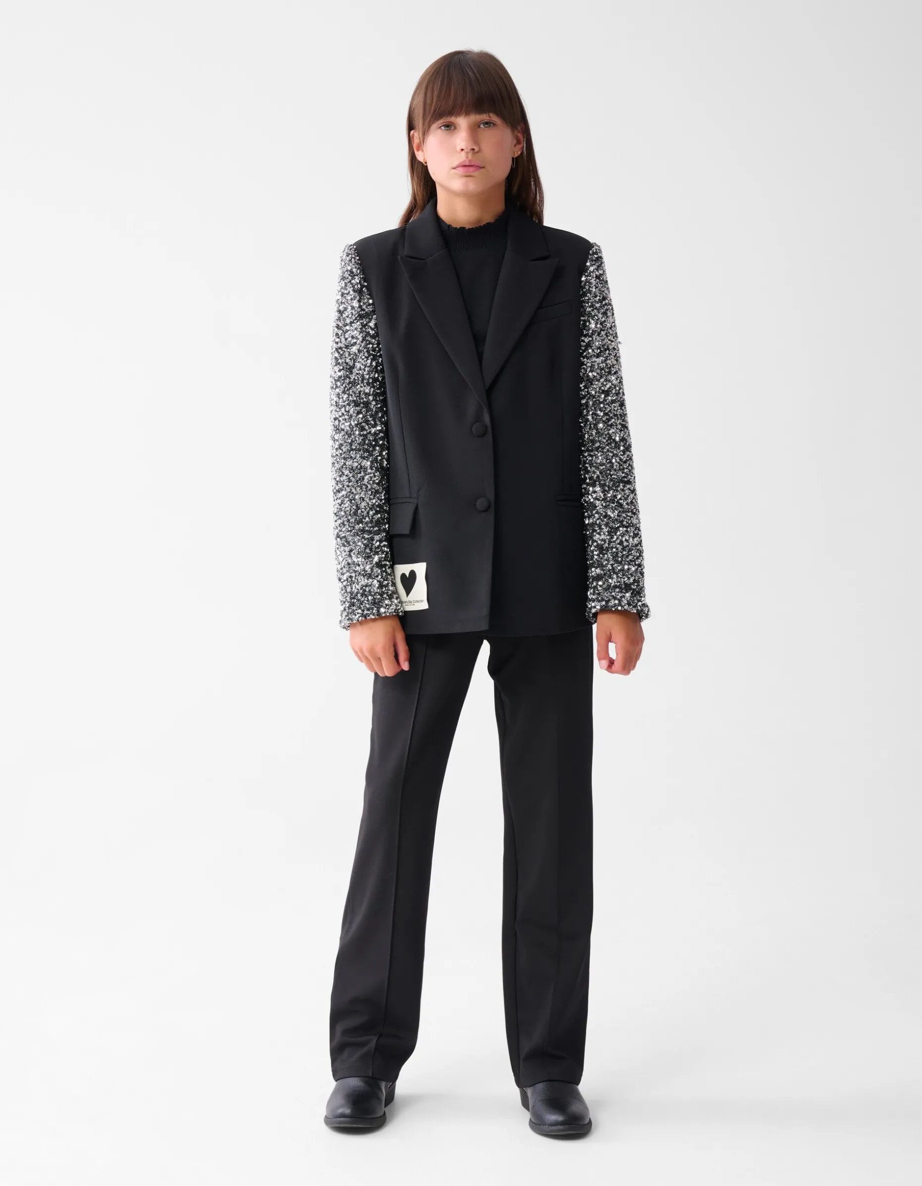 Sequin Mix Blazer Zwart