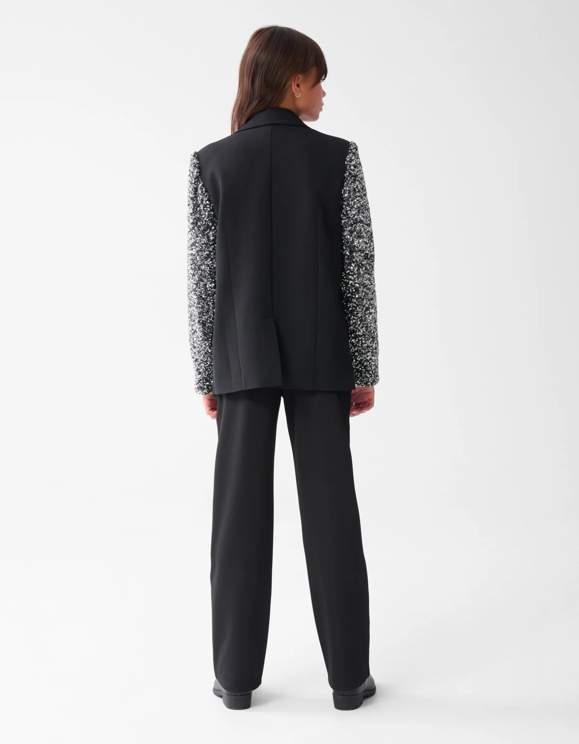 Sequin Mix Blazer Zwart
