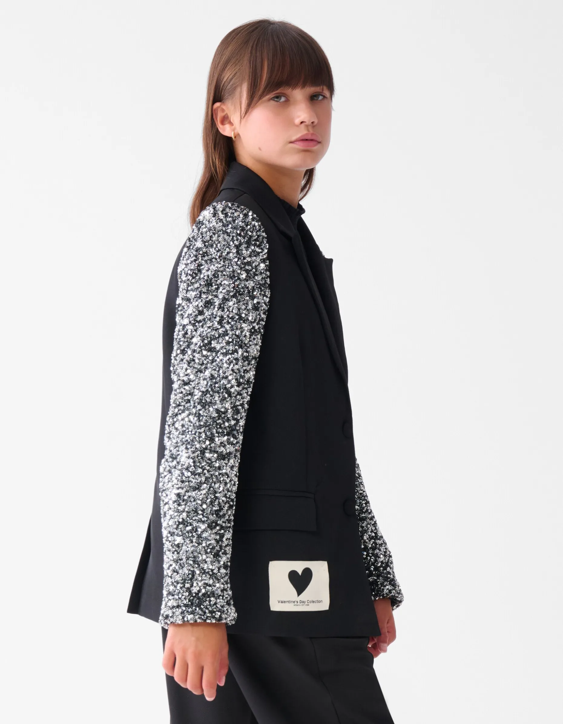 Sequin Mix Blazer Zwart