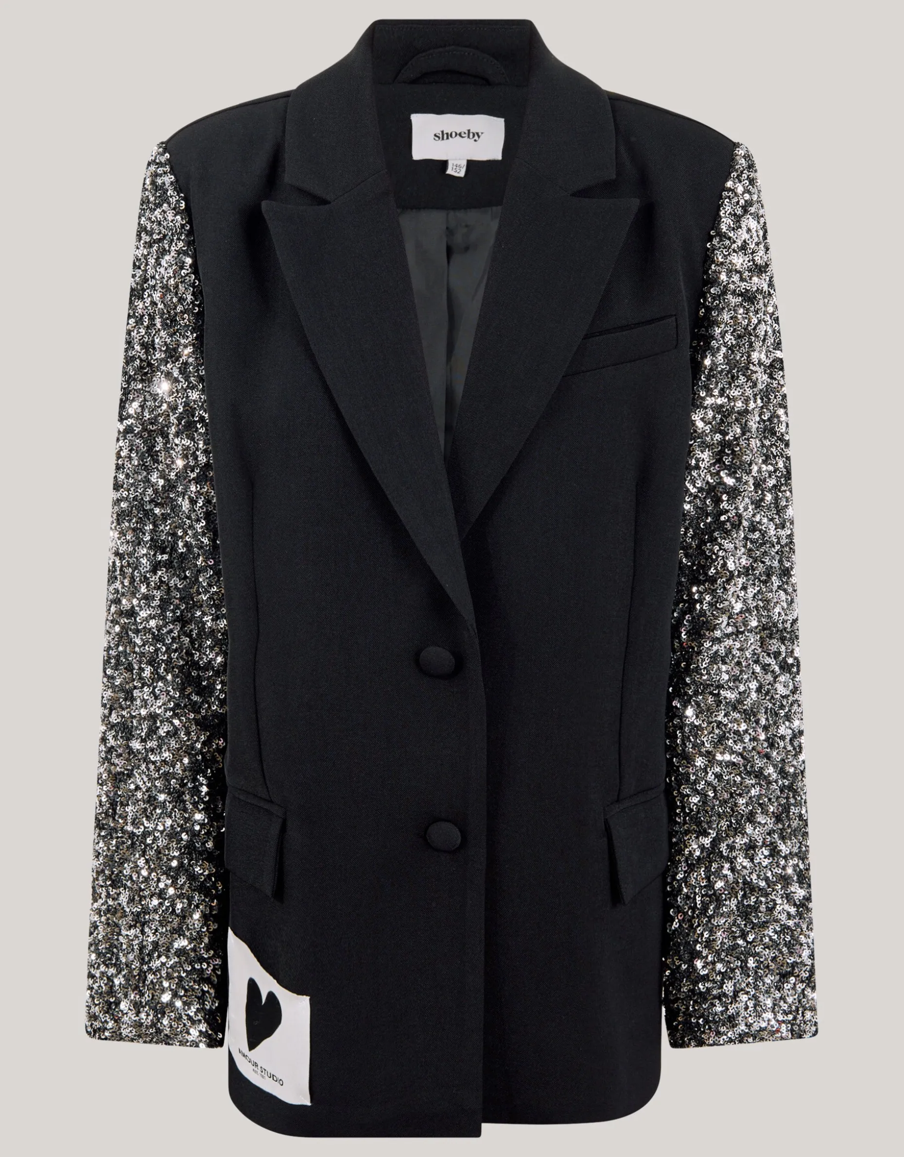 Sequin Mix Blazer Zwart
