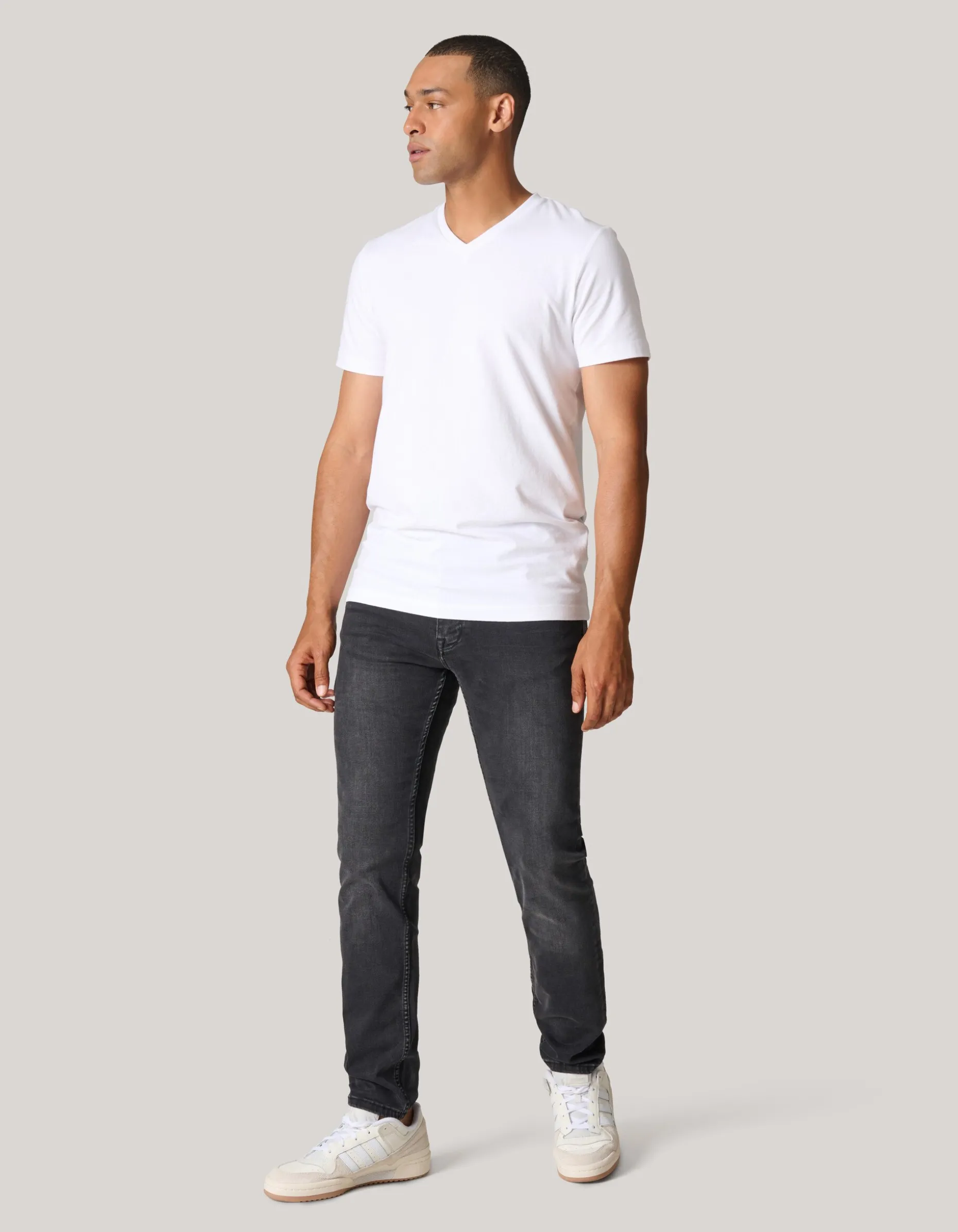 Skinny Fit Jeans Zwart Washed L34