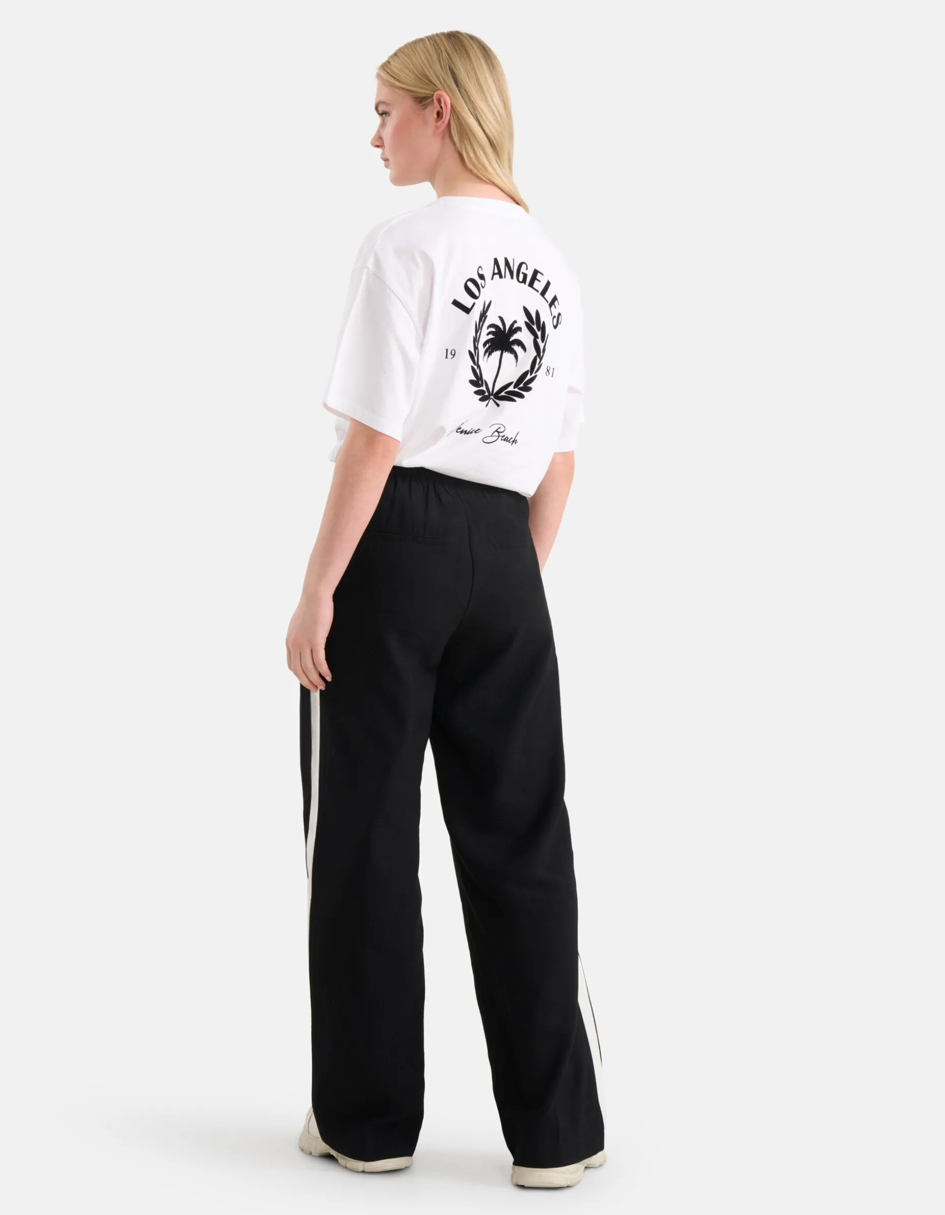 Sporty Wide Leg Broek Zwart