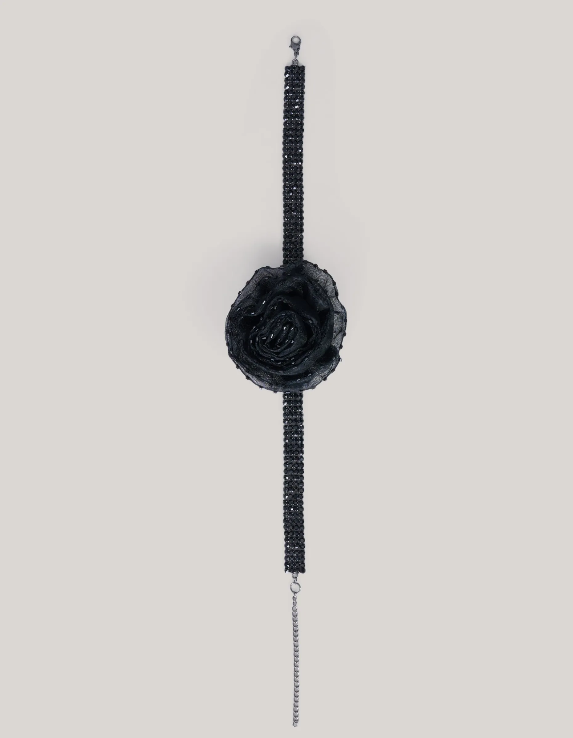 Strass Bloem Choker Zwart