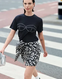 Strass Bra T-shirt Zwart