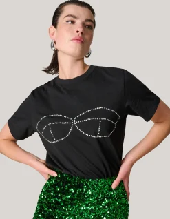 Strass Bra T-shirt Zwart