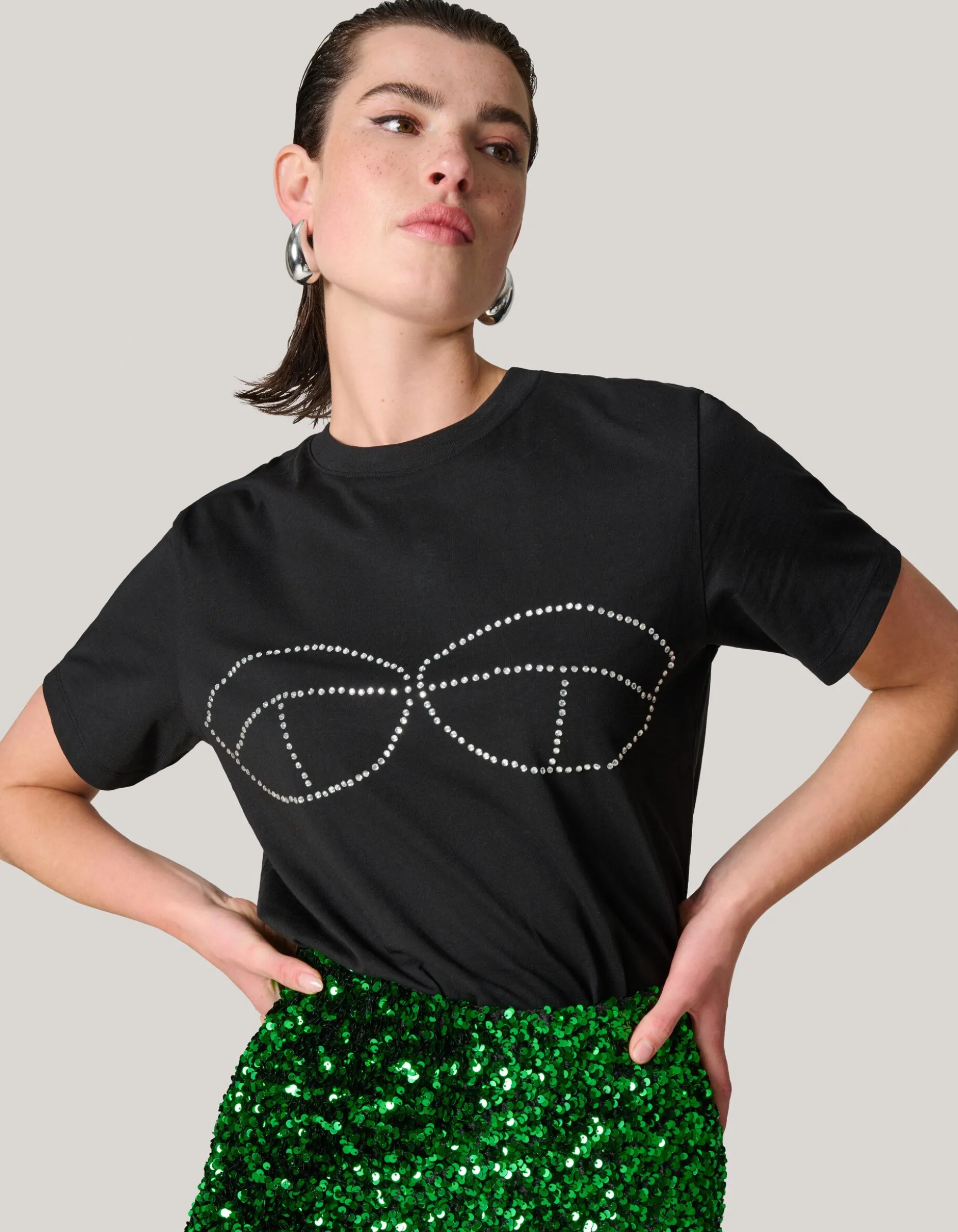 Strass Bra T-shirt Zwart