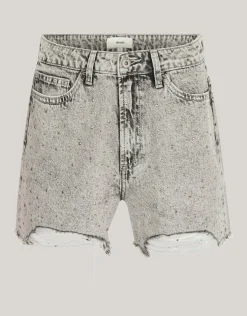 Strass Denim Short Lichtgrijs