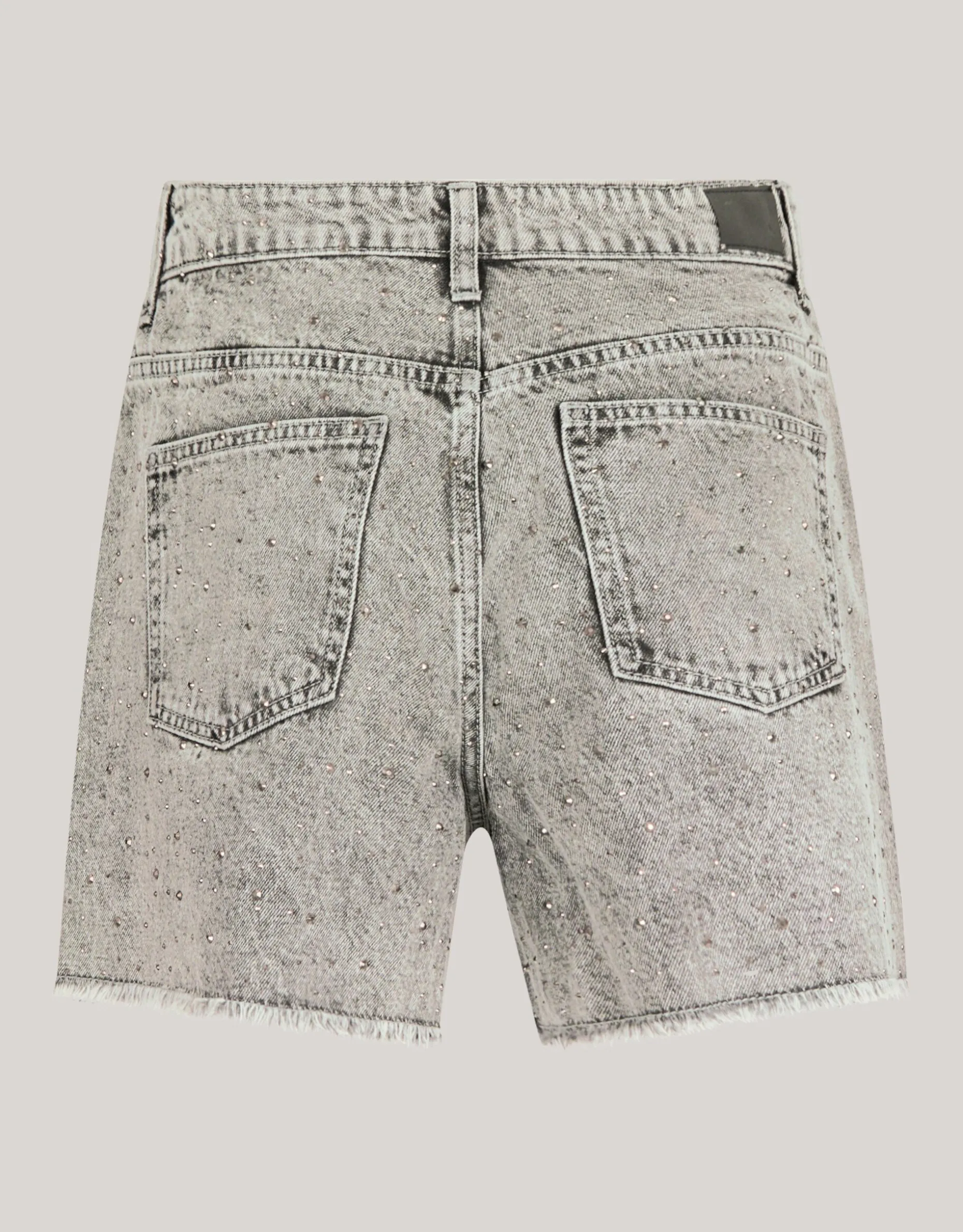 Strass Denim Short Lichtgrijs