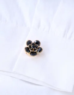 Strass Flower Knopen Clips Zwart