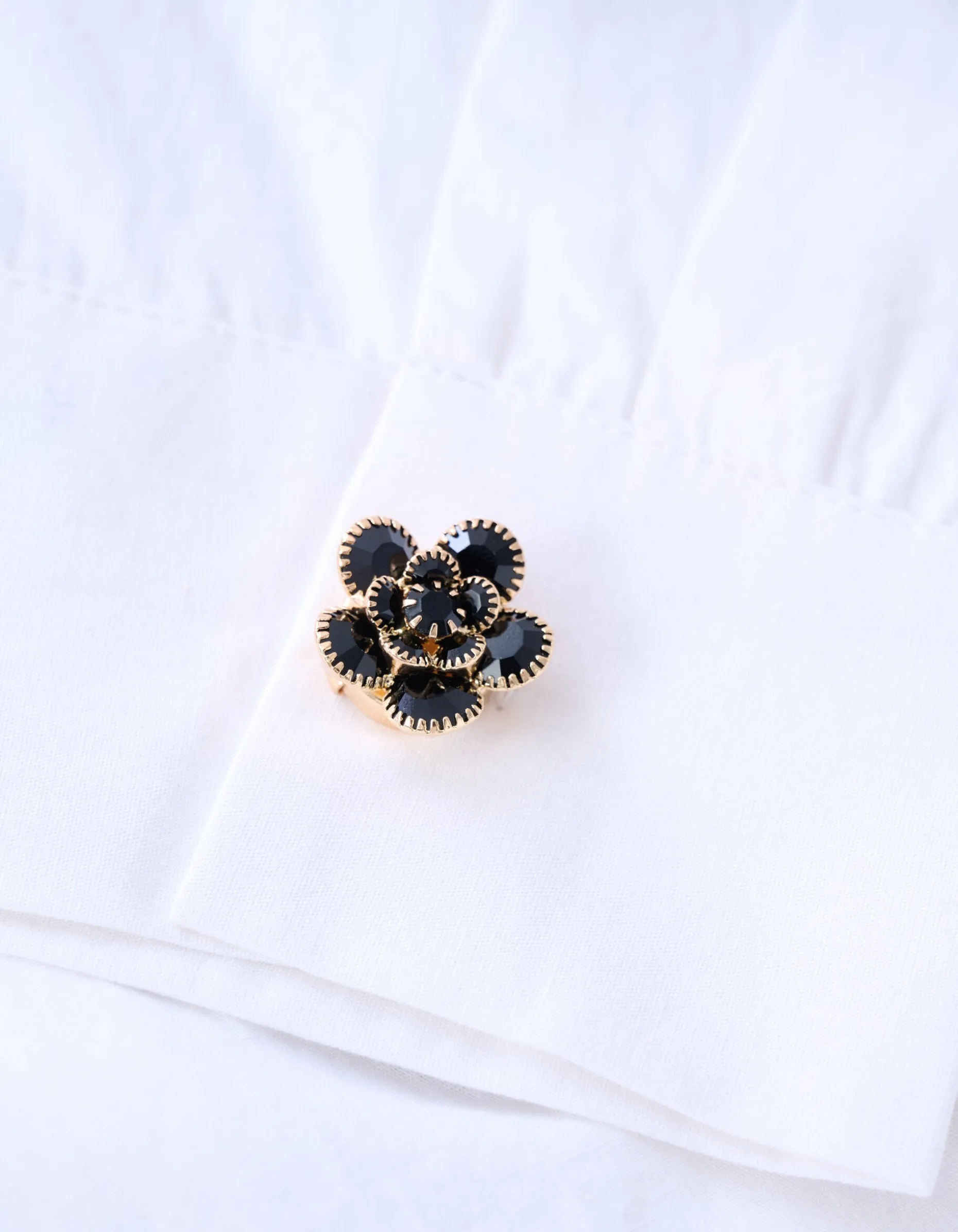 Strass Flower Knopen Clips Zwart