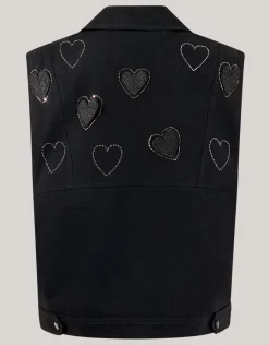 Strass Heart Gilet Zwart