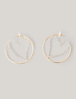 Strass Heart Hoop Oorbellen Goud