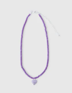 Strass Heart Ketting Paars