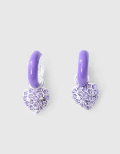 Strass Heart Oorbellen paars