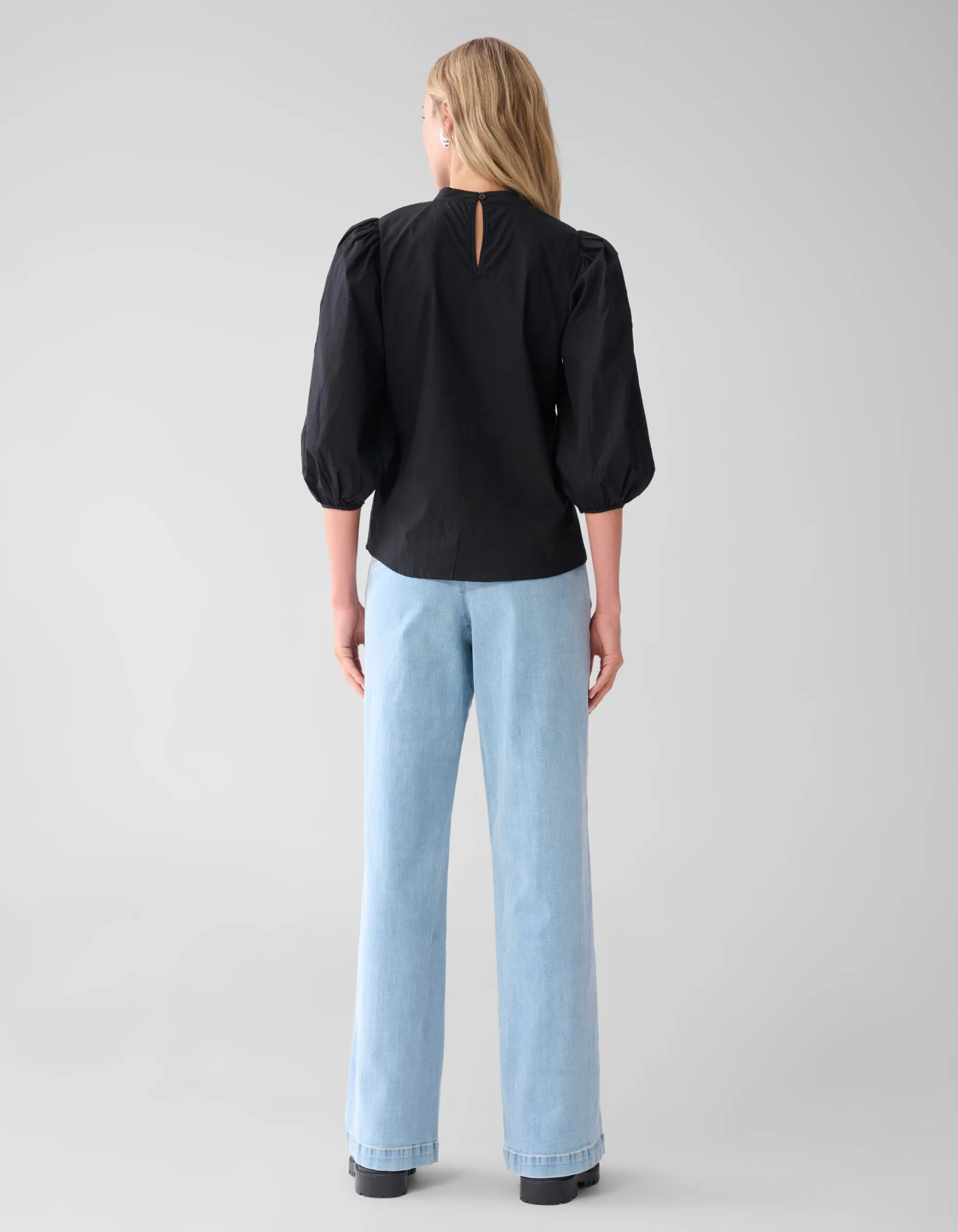 Strass Heart Poplin Blouse Zwart