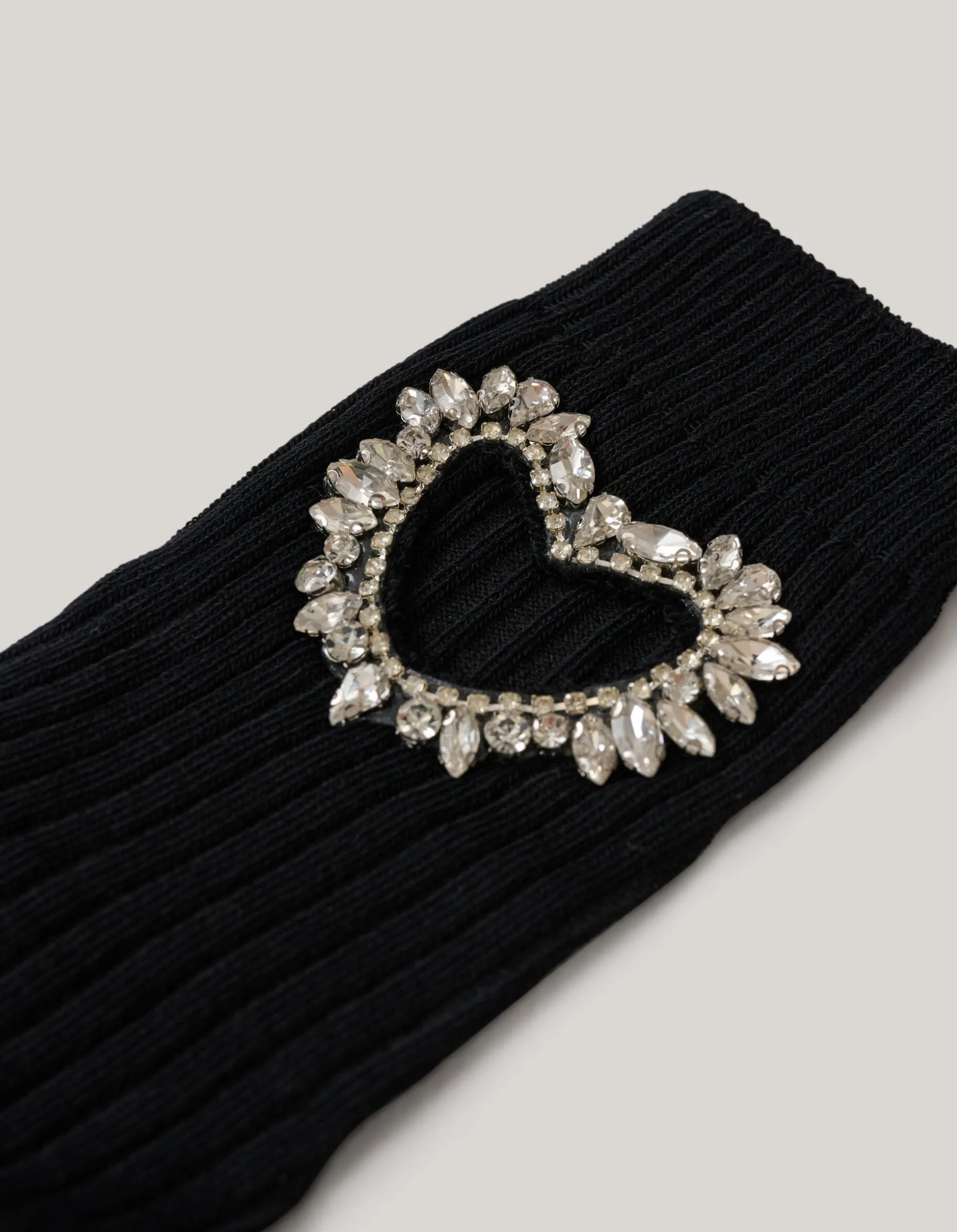 Strass Heart Sokken Zwart