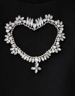 Strass Heart Sweater Zwart