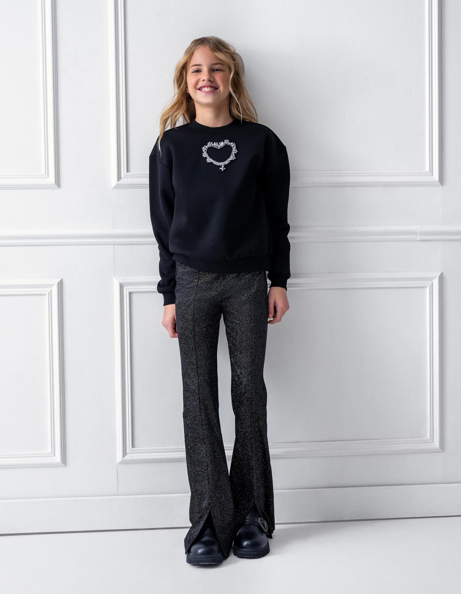 Strass Heart Sweater Zwart
