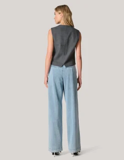Strass Knopen Gilet Grijs