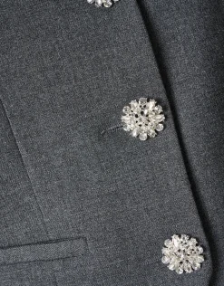 Strass Knopen Gilet Grijs