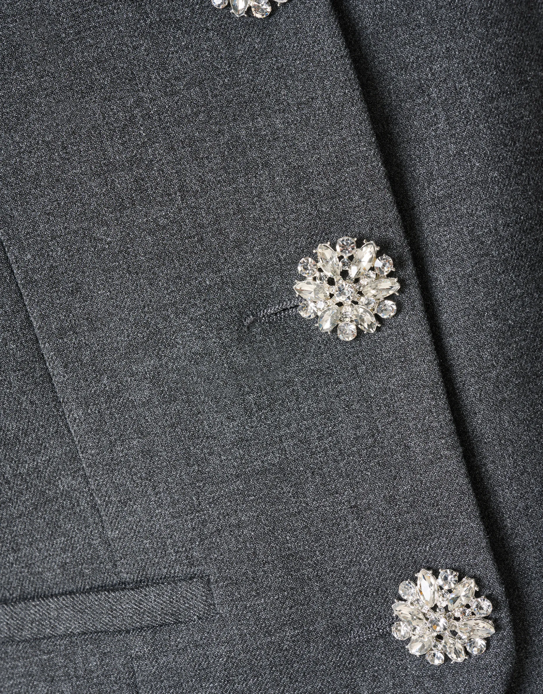 Strass Knopen Gilet Grijs