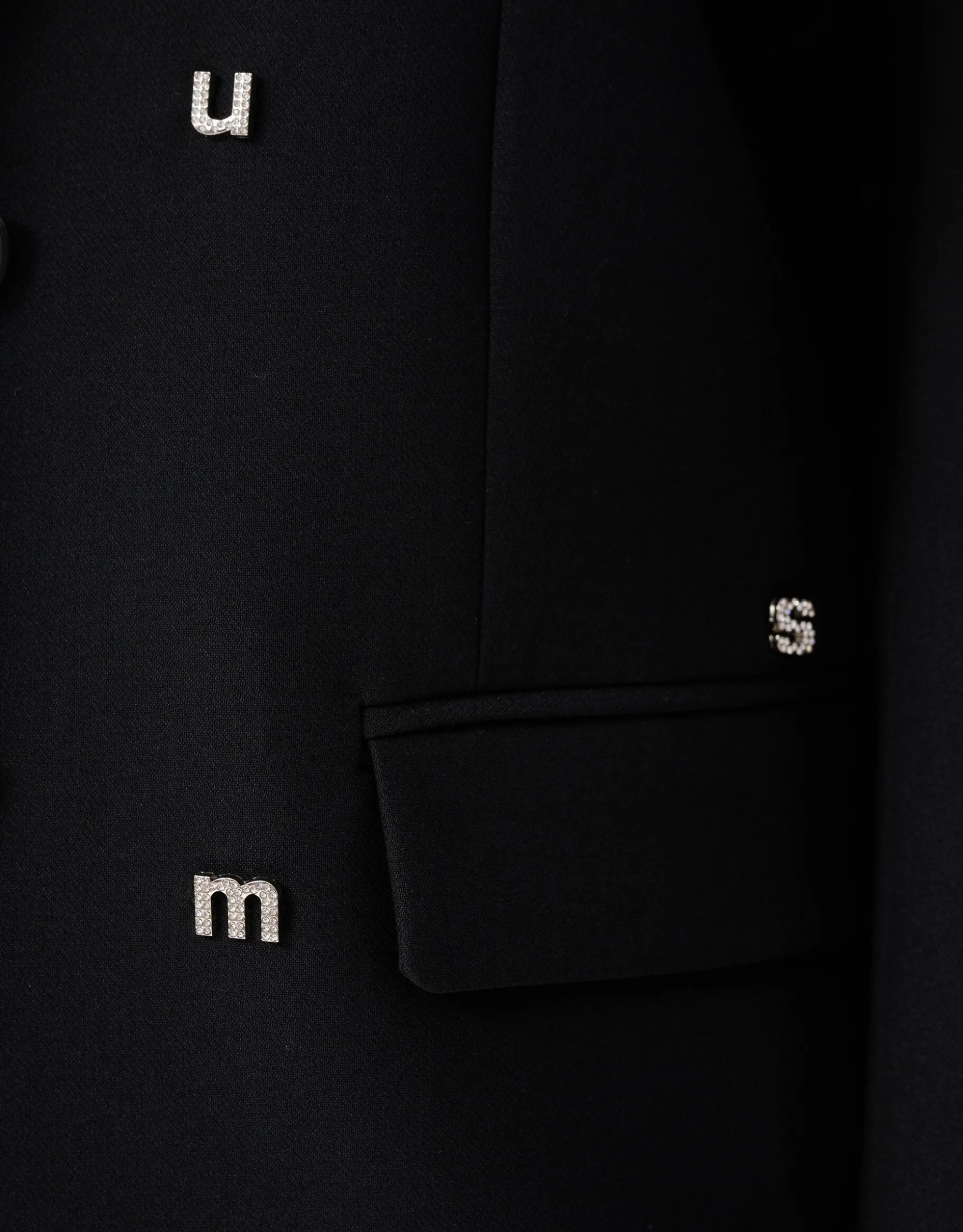 Strass Letter Blazer Zwart