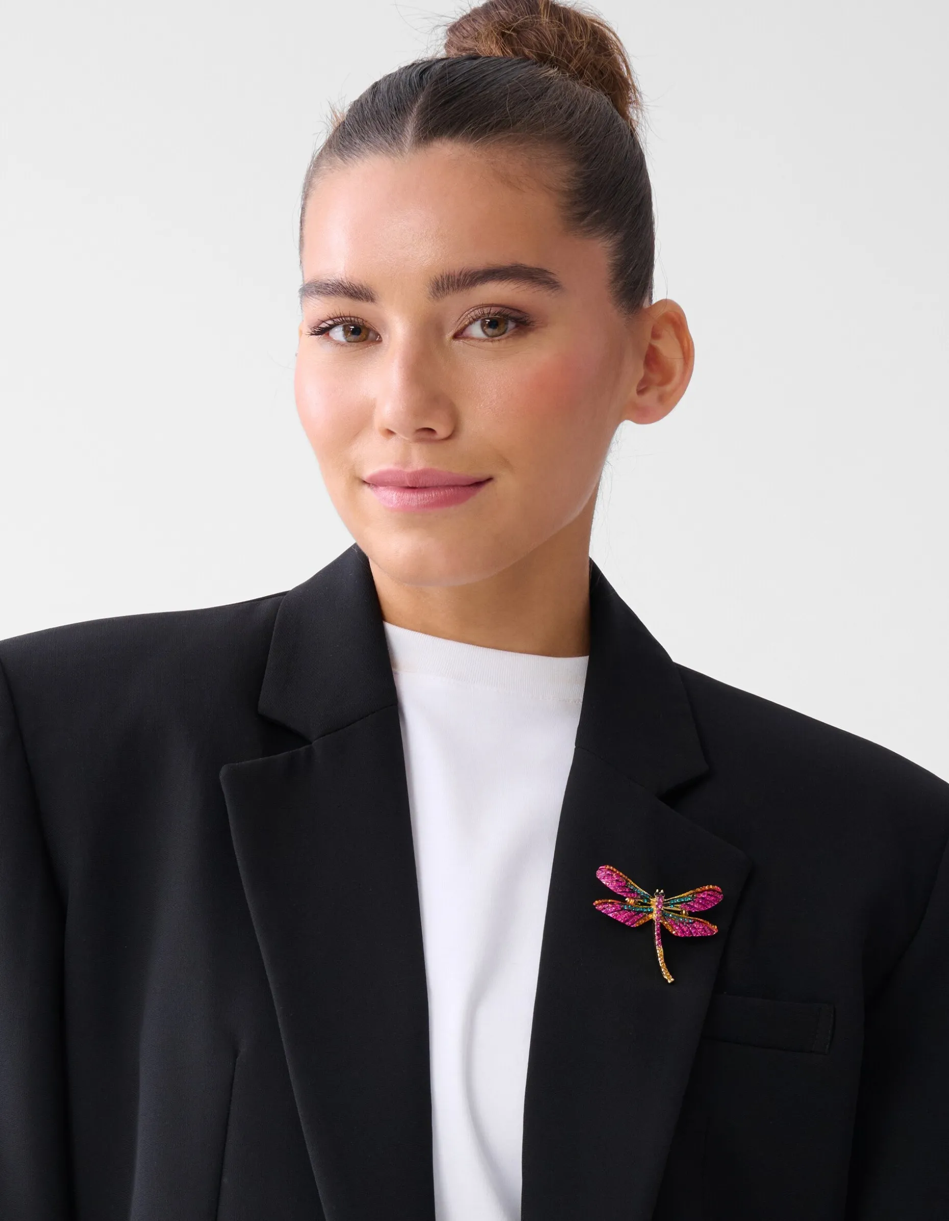 Strass Libelle Broche Roze