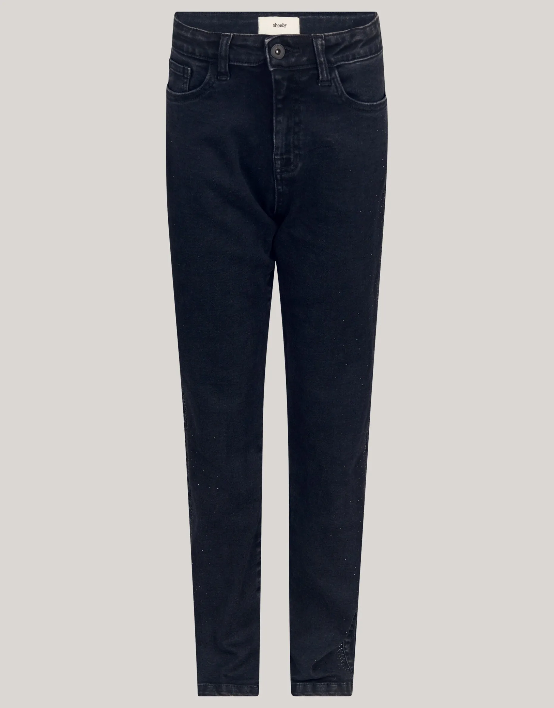 Strass Straight Leg Jeans Zwart