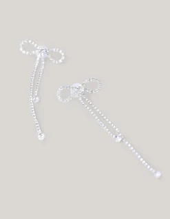 Strass Strik Oorbellen Zilver